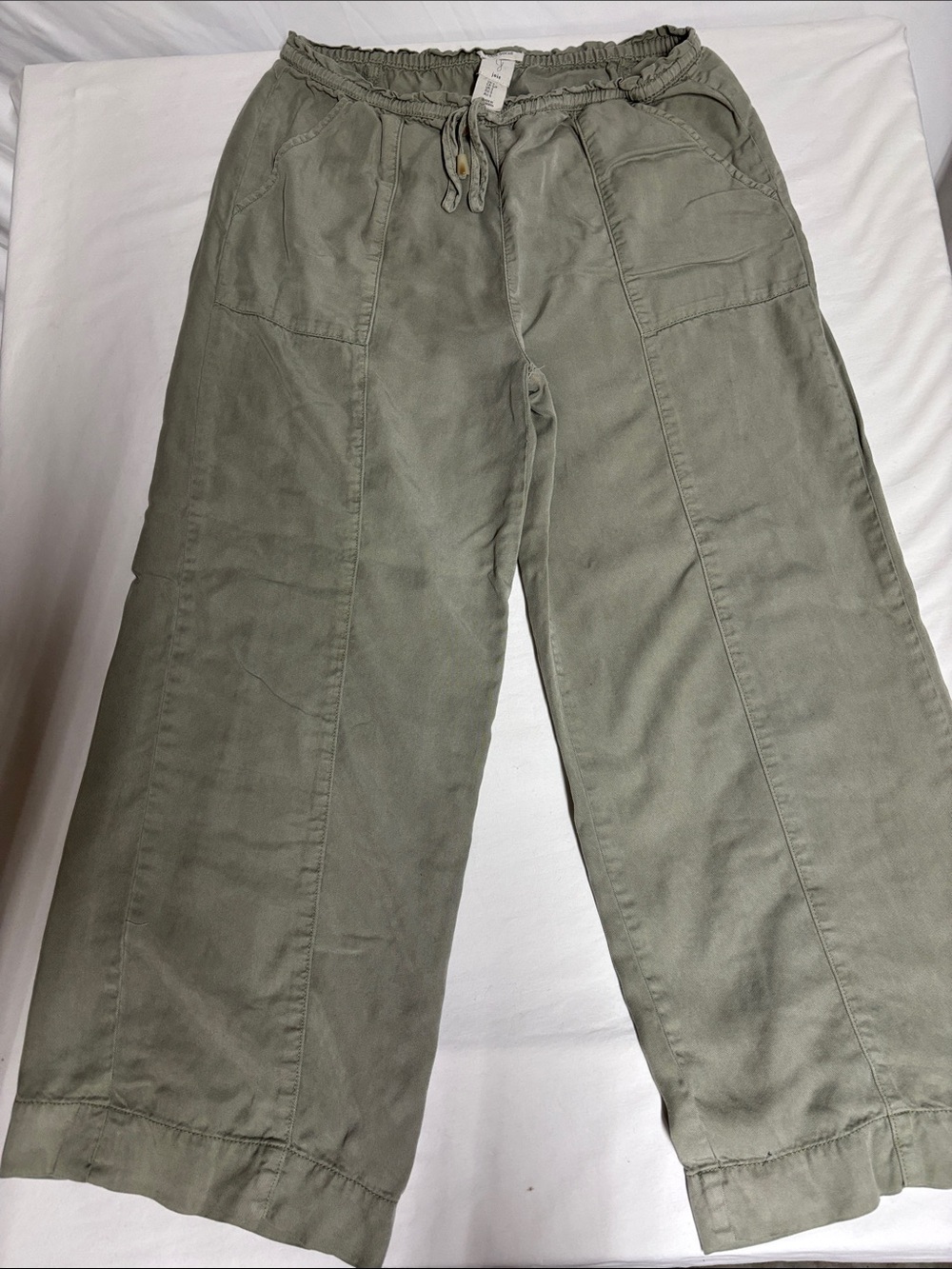 Joie 100% Lyocell Sage Green Pull-On Utility Pants Wide Leg